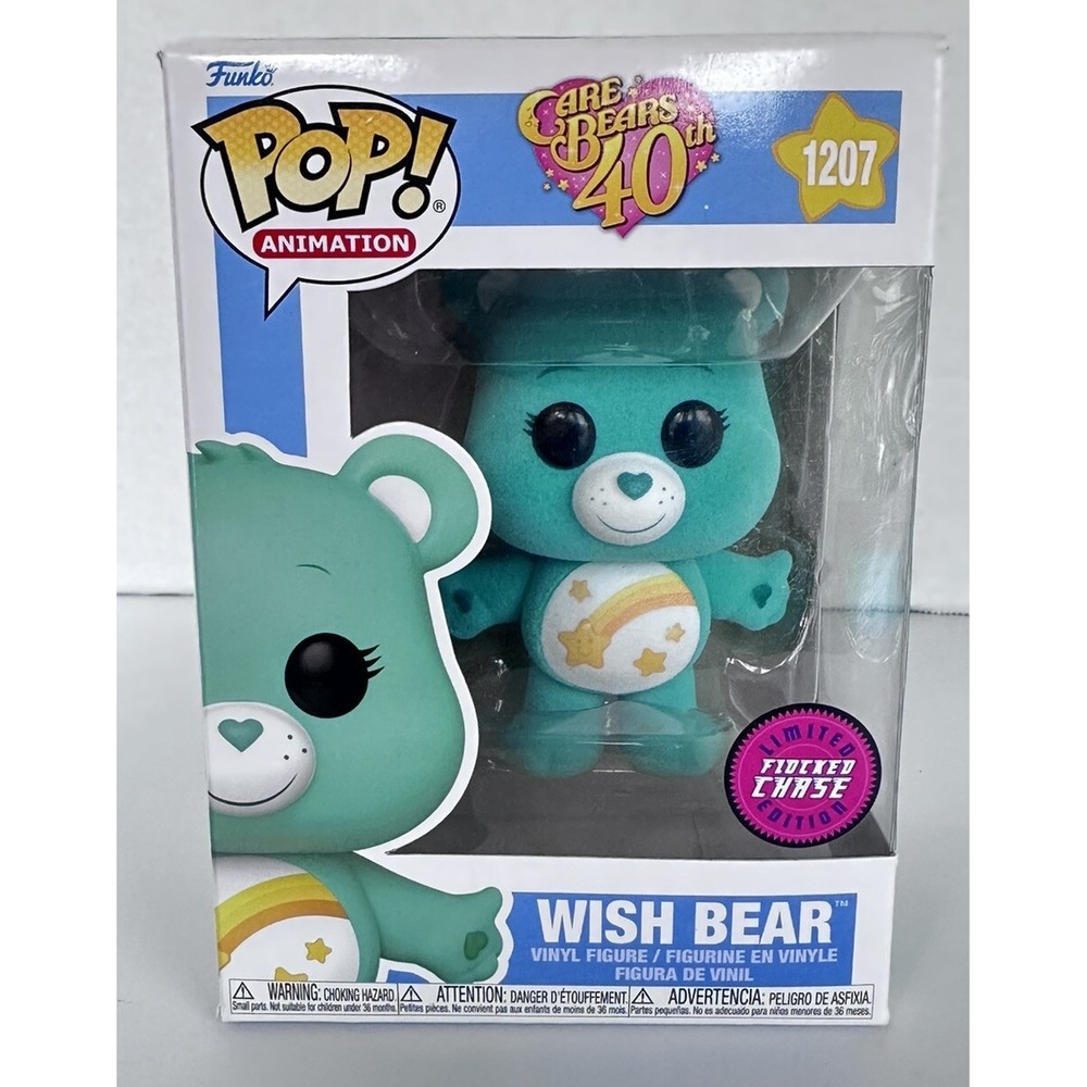 Funko Pop! Animation Care Bears 40th Wish Bear #1207 Limited Ed Flocked Chase‎